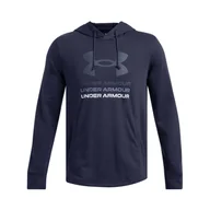 Bluzy męskie - Męska Bluza UNDER ARMOUR UA RIVAL TERRY GRAPHIC HOOD 1386047-411 – Granatowy - miniaturka - grafika 1