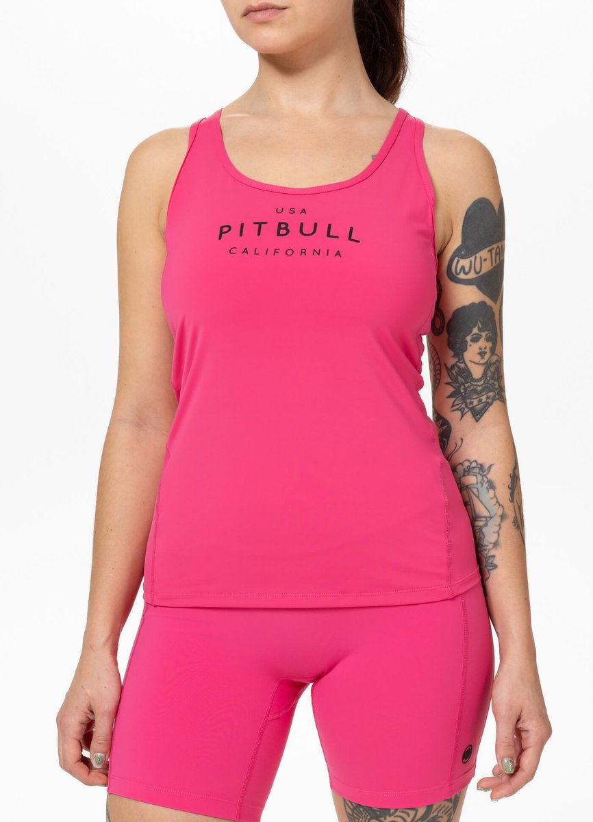 Damski Tank top sportowy PIT BULL AVENIDA WMN malinowy-M