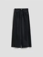 Spodnie damskie - Reserved - Jeansy wide leg z rozdarciami - czarny - miniaturka - grafika 1