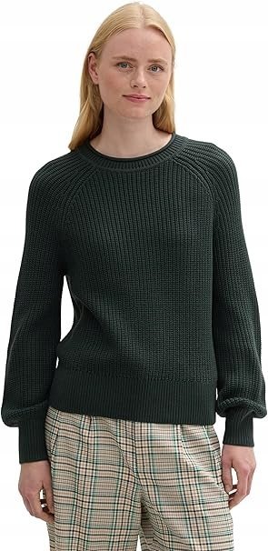 TOM TAILOR DENIM ZIELONY SWETER Z OKRĄGŁYM DEKOLTEM I DŁUGIM RĘKAWEM M 5FA