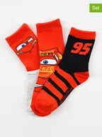 Skarpetki damskie - Disney Cars Skarpety (3 pary) "Auta" w kolorze jasnoszaro-czerwono-czarnym - miniaturka - grafika 1