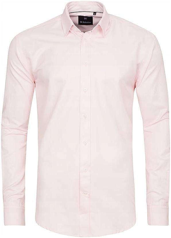 KOSZULA MĘSKA DI SELENTINO RÓŻOWA GŁADKA SLIM FIT - Shirt: 39
