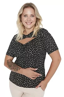 Trendyol Damska bluzka damska slim bodycon choker wysoki dekolt dzianina plus size bluzka koszula, Czarny, XXL - Body - miniaturka - grafika 1