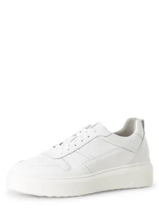 Tamaris - Damskie tenisówki ze skóry, biały - Trampki damskie - miniaturka - grafika 1