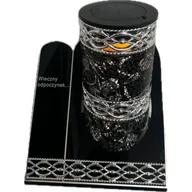 Lampiony i znicze - Znicz witraż VIP akryl solar SZKA5S 25 cm czarno-srebrny Ilumini - miniaturka - grafika 1