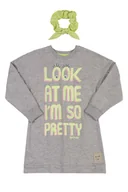 Sukienki - Sukienka dziewczęca z długim rękawem, szara, Quimby r.116 - miniaturka - grafika 1