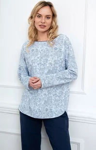 Bawełniana piżama damska w kwiatowy wzór Gracjela, Kolor niebiesko-granatowy, Rozmiar S, Italian Fashion - Primodo.com - Piżamy damskie - miniaturka - grafika 1