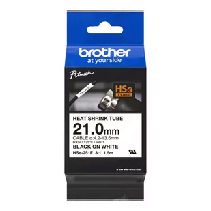 Brother oryginalny taśma do drukarek etykiet, Brother, HSE-251E, czarny druk/biały podkład, 1.5m, 21mm - Etykiety do drukarek - miniaturka - grafika 1