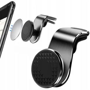 UCHWYT NA TELEFON MAGNETYCZNY SAMOCHODOWY NA KRATKI NAWIEWU CZARNY - Uchwyty samochodowe do telefonów - miniaturka - grafika 1
