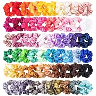 Gumki mocne do włosów wielokolorowe scrunchie satynowe frotki zestaw 60 szt - Ozdoby do włosów - miniaturka - grafika 1