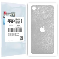 Szkła hartowane na telefon - Folia naklejka skórka strukturalna na TYŁ do Apple iPhone SE (2020) -  Skóra Srebrna - apgo SKINS - miniaturka - grafika 1