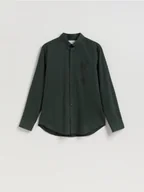 Koszule męskie - Reserved - Bawełniana koszula regular fit - ciemnozielony - miniaturka - grafika 1