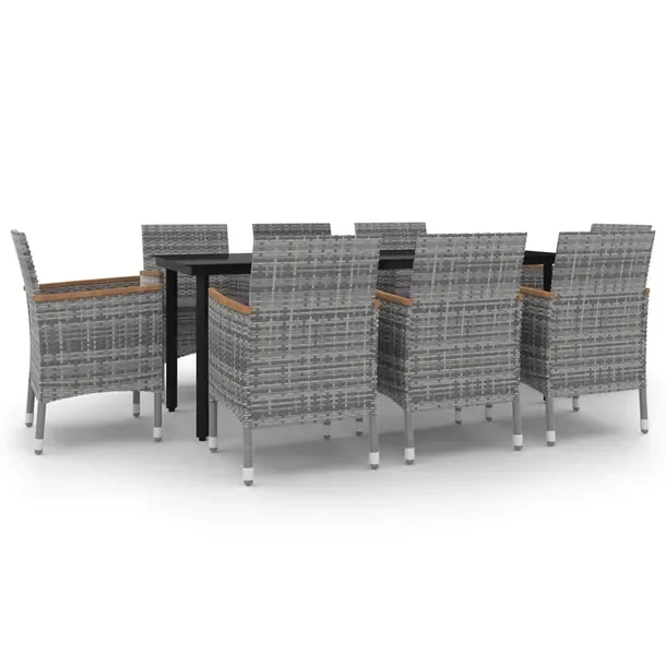 Zestaw mebli ogrodowych: stół 200x100x74 cm, 8 krzeseł szary rattan
