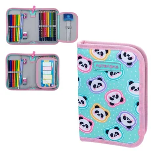 Astra Piórnik Szkolny Pojedynczy Jednoklapkowy Z Wyposażeniem Etui Z Przyborami Szkolnymi Minty Pandas - Piórniki - miniaturka - grafika 1