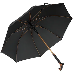 Parasol męski czarny z funkcją laski Wiatroodporny - Parasole - miniaturka - grafika 1