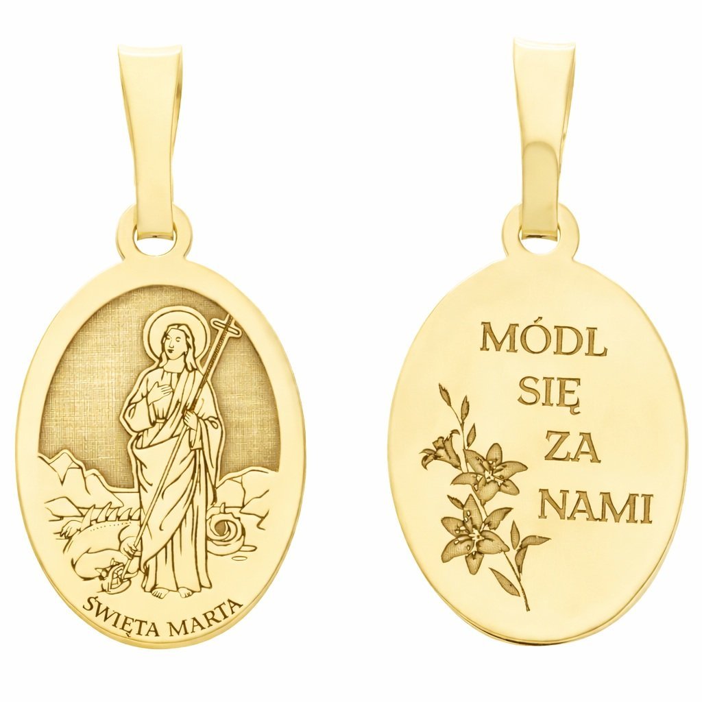 Medalik srebrny Ag 925 pozłacany Św. Marta MDC062G