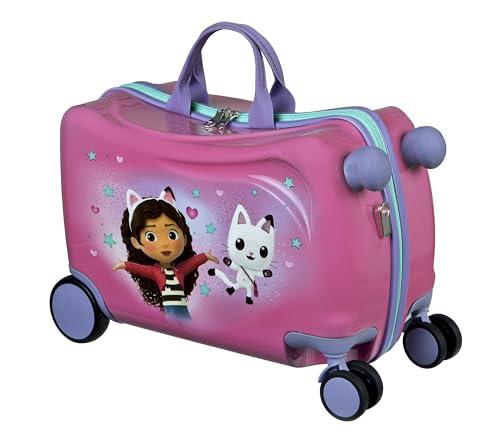 Undercover - Gabby's Dollhouse Ride-on Trolley – bagaż dziecięcy do siedzenia na górze, obciążenie do 50 kg, z praktycznymi uchwytami do noszenia, stabilna walizka podróżna, Rosa, Walizka z twardą