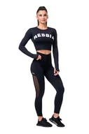 Spodnie sportowe damskie - Legginsy damskie Nebbia  Mesh leggings high waist black XS - miniaturka - grafika 1