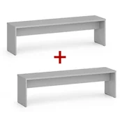 Wyposażenie sportowe i gimnastyczne - Ławka szatniowa 1+1 GRATIS, 1500 mm, szara - miniaturka - grafika 1