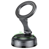 Uchwyty samochodowe do telefonów - Uchwyt na telefon do samochodu magnetyczny Hoco z regulowaną przyssawką H92 czarno szary - miniaturka - grafika 1