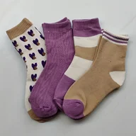 Skarpetki damskie - TEMU Zestaw Damskich Termicznych Skarpet Zimowych - Pluszowe Skarpety do Połowy Łydki (Od Połowy Łydki do Kostki) z Wzorem Serc (Beż/Róż/Fiolet/Brąz) - miniaturka - grafika 1