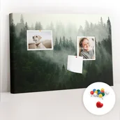 Tablice i flipcharty - Szkolna Tablica korkowa 60x40 cm, Kolorowe Pinezki, wzór Mglisty las - miniaturka - grafika 1