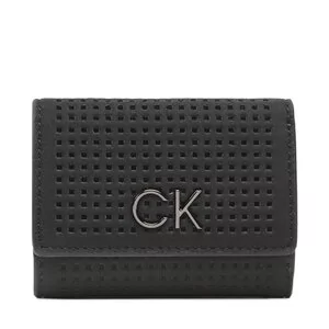 Portfele - Mały Portfel Damski Calvin Klein Re-Lock Trifold Xxs Perf K60K610662 BAX - grafika 1