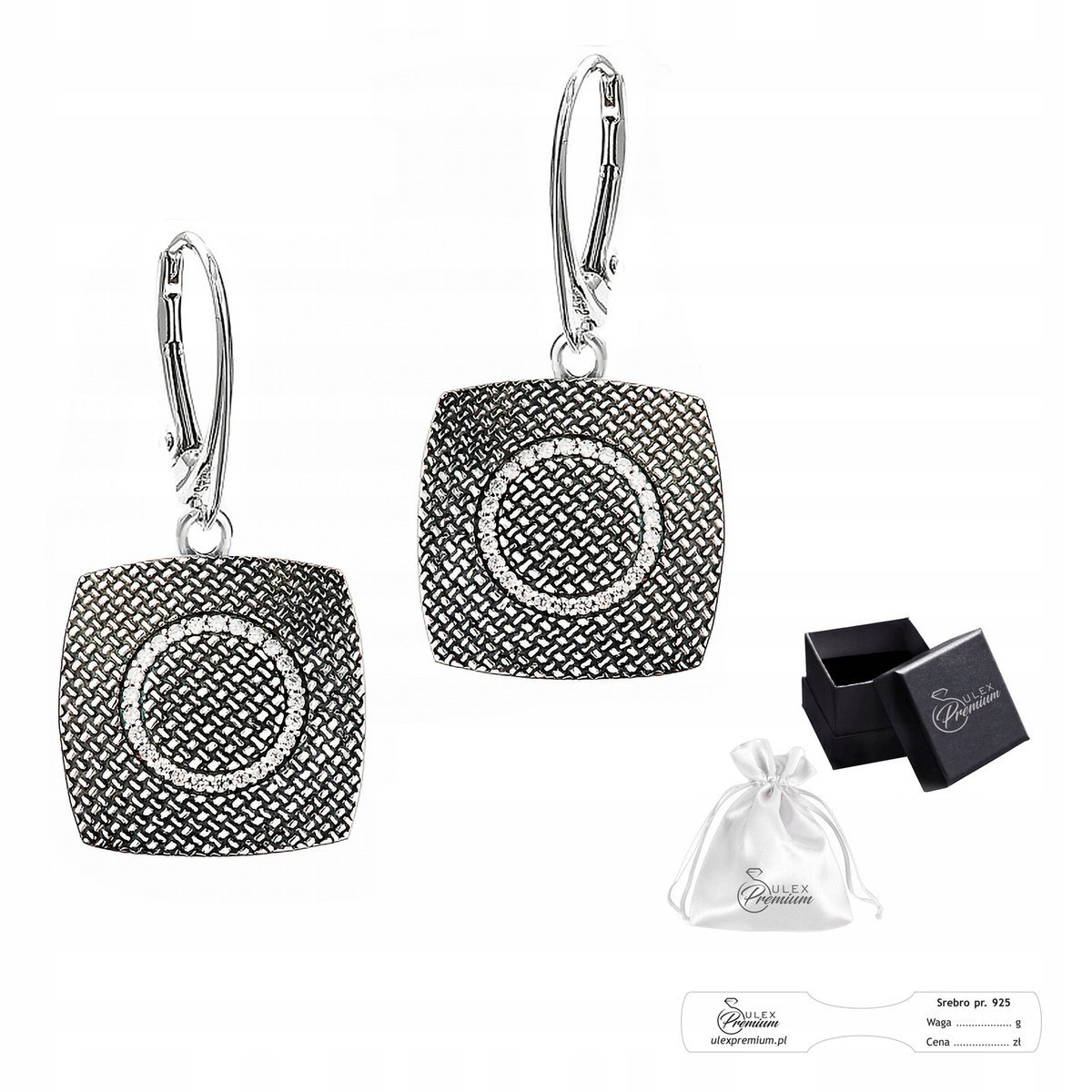 Kolczyki srebro pr. 925 Klasyczne Eleganckie Kolczyki z Cyrkoniami Prezent