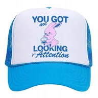 Czapki i chusty sportowe męskie - Czapka Niebieska Daszek LOOKING ATTENTION Wzory - miniaturka - grafika 1