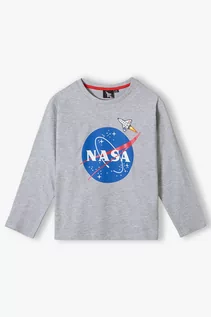 Bluzki dla chłopców - Bluzka chłopięca dzianinowa szara NASA - grafika 1