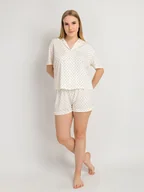 Piżamy damskie - Piżama dwuczęściowa w groszki XL kremowy - miniaturka - grafika 1