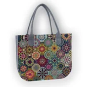 Torebki damskie - Duża Damska Torba Filcowa na ramię z kolorowym wzorem Lady Valencia - miniaturka - grafika 1