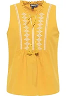 Bluzki damskie - DreiMaster Vintage Damska bluzka haftowana, musztardowa żółta, S - miniaturka - grafika 1