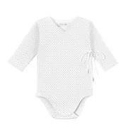 Body dla niemowląt - Body bawełniane kimono białe w kropeczki - 56 - miniaturka - grafika 1
