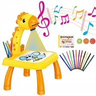 Zabawki kreatywne - GRAJĄCY PROJEKTOR DO NAUKI RYSOWANIA RZUTNIK ŻYRAFA DZIECI STOLIK PISAKI - miniaturka - grafika 1