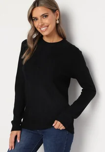 Granatowy Sweter z Bawełną Ozdobiony Cyrkoniami Irinaelle - Swetry damskie - miniaturka - grafika 1