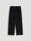 Spodnie damskie - Reserved - Jeansy wide leg ze strasem - czarny - miniaturka - grafika 1