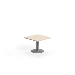 Stolik kawowy ALVA, 700x700x500 mm, montaż do podłogi, laminat wysokociśnieniowy, srebrny/brzoza - Ławy i stoliki kawowe - miniaturka - grafika 1