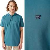 Koszulki męskie - Wrangler POLO SHIRT Hydro ZIELONA BAWEŁNIANA POLÓWKA MAŁE LOGO S - miniaturka - grafika 1