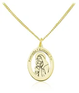 Biżuteria religijna - Srebrny naszyjnik - Medalik z Matką Boską - Pamiątka I Komunii Świętej - 24k złocenie - miniaturka - grafika 1