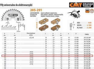 CMT Piła uniwersalna 165x20 - Brzeszczoty - miniaturka - grafika 1