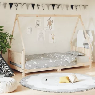 vidaXL Rama łóżka dziecięcego, 90x190 cm, lite drewno sosnowe - Łóżeczka i kojce - miniaturka - grafika 1