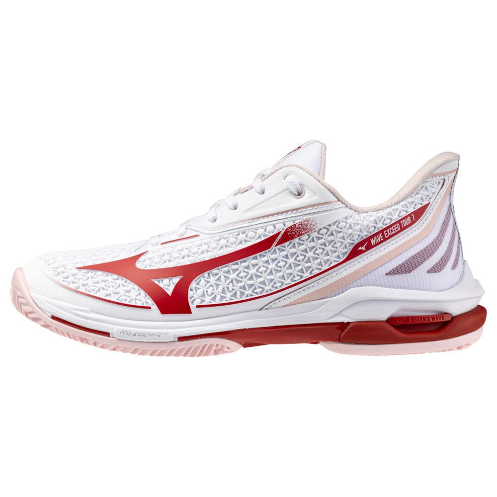 Damskie buty tenisowe Mizuno Wave Exceed Tour 7 Clay W White/Fiery Red/Pinkesque EUR 39
