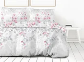 Pościel - Pościel satynowa 160x200 Kyoto Gray szara różowa kwiaty Frotex 1 - miniaturka - grafika 1