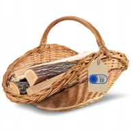 Zabawki kreatywne - Kosz wiklinowy na drewno kominkowe owalny z uchwytem i jutą stojak duży - miniaturka - grafika 1