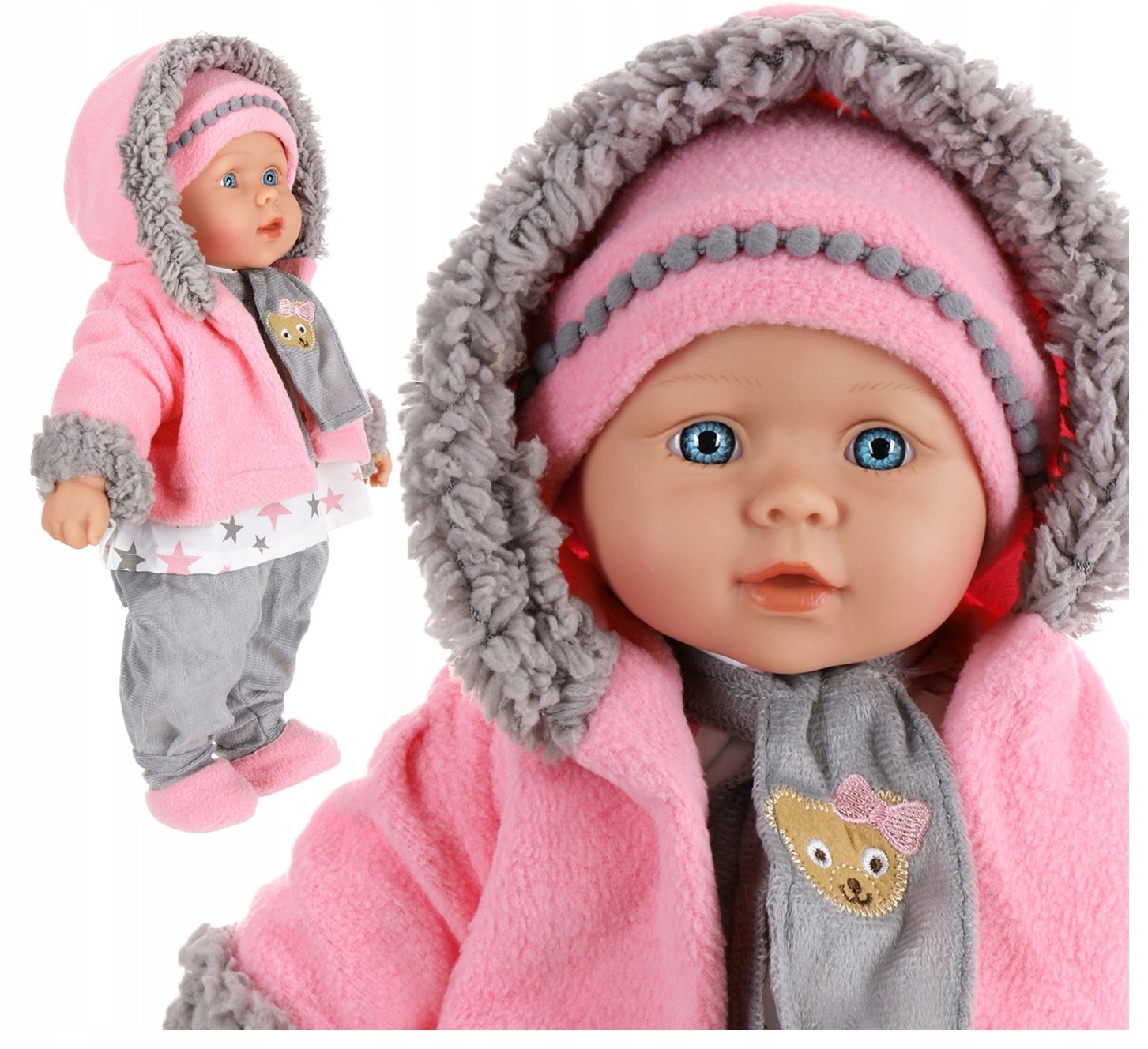 Lalka bobas jak żywa interaktywna Duża miękka mówi uczy 2języki śpiewa 41cm