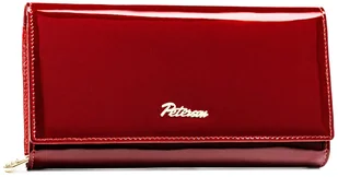 Czerwony duży klasyczny portfel damski z lakierowanej skóry naturalnej elegancki prezent rozbudowany na karty ochrona RFID STOP PETERSON - Portfele - miniaturka - grafika 1