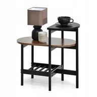 Ławy i stoliki kawowe - Mały Stolik Do Kawy Z Wyniesionym Drugim Blatem Półką Lauri S Orzech Czarny - miniaturka - grafika 1