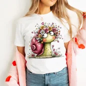 Koszulki i topy damskie - DAMSKA KOSZULKA ZE ŚLIMAKIEM - wzór ślimak24 - miniaturka - grafika 1