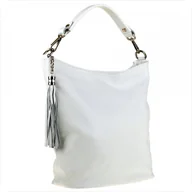 Torebki damskie - Lekka skórzana torebka shopper bag biała L - miniaturka - grafika 1